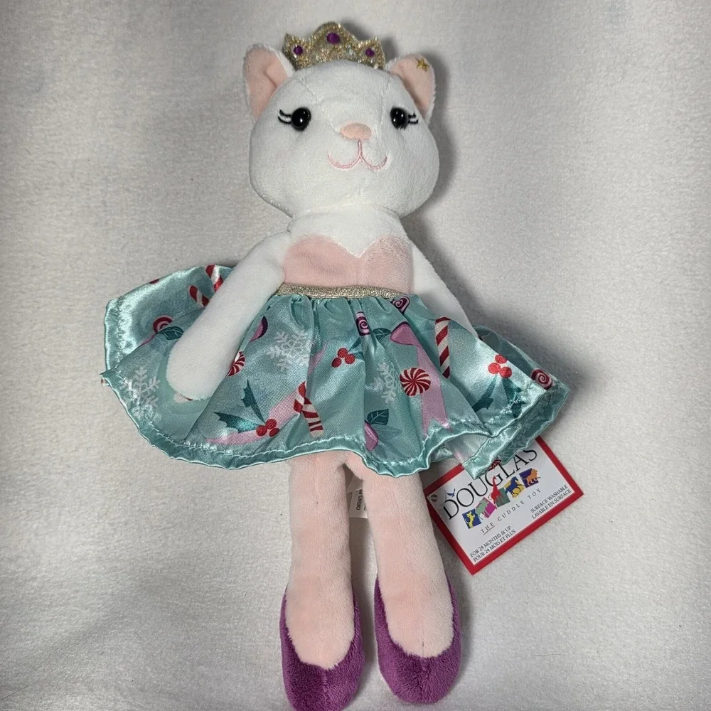 Douglas Cuddle‎ Toys Plush Cat Princess Ballerina #15643 White Pink Crown NEW!!